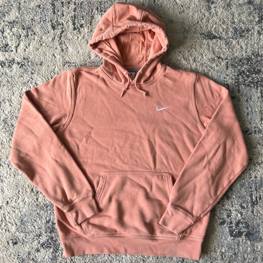 Nike Sportswear Club Fleece Hoodie Mens M Pink Rose Swoosh Pullover 611457-824